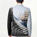 Personalised New Zealand Pakeha Blazer Kiwi Silver Fern and Sailing Ship Compass