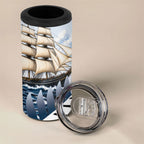 Personalised New Zealand Pakeha 4 in 1 Can Cooler Tumbler Kiwi Silver Fern and Sailing Ship Compass