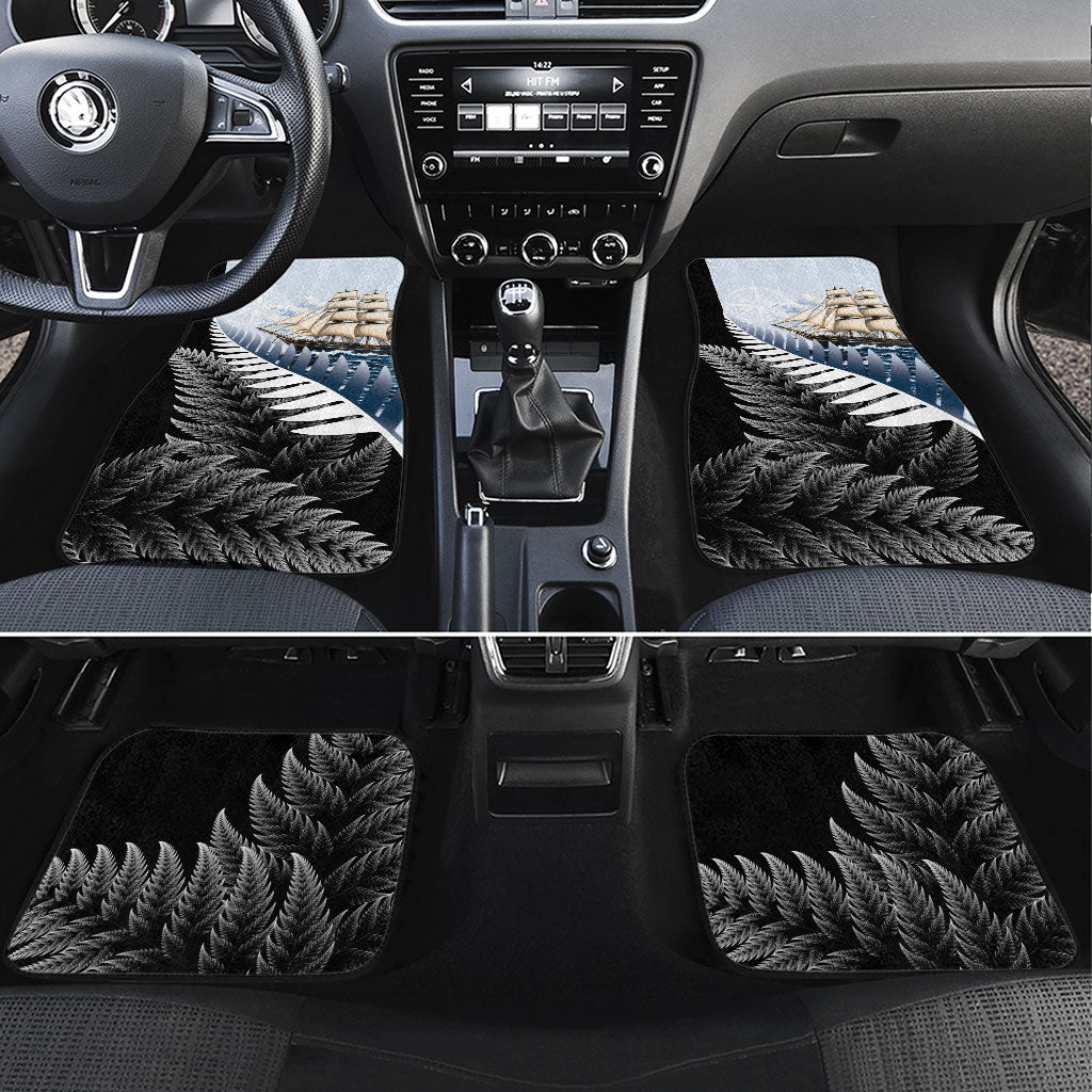 New Zealand Pakeha Car Mats Kiwi Silver Fern and Sailing Ship Compass