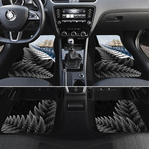 New Zealand Pakeha Car Mats Kiwi Silver Fern and Sailing Ship Compass