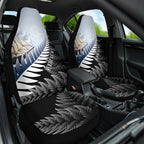 Personalised New Zealand Pakeha Car Seat Cover Kiwi Silver Fern and Sailing Ship Compass