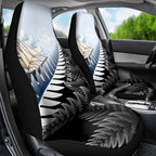 Personalised New Zealand Pakeha Car Seat Cover Kiwi Silver Fern and Sailing Ship Compass