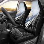 Personalised New Zealand Pakeha Car Seat Cover Kiwi Silver Fern and Sailing Ship Compass
