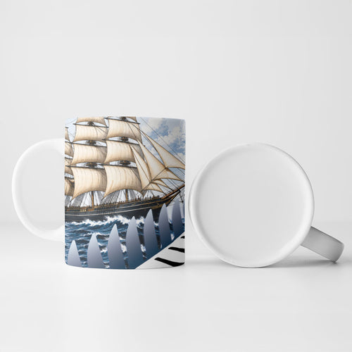 Personalised New Zealand Pakeha Ceramic Mug Kiwi Silver Fern and Sailing Ship Compass