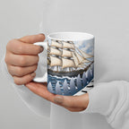 Personalised New Zealand Pakeha Ceramic Mug Kiwi Silver Fern and Sailing Ship Compass