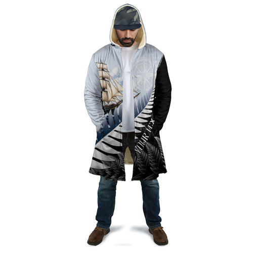 Personalised New Zealand Pakeha Cloak Kiwi Silver Fern and Sailing Ship Compass