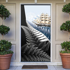 New Zealand Pakeha Door Cover Kiwi Silver Fern and Sailing Ship Compass