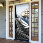 New Zealand Pakeha Door Cover Kiwi Silver Fern and Sailing Ship Compass
