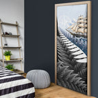 New Zealand Pakeha Door Cover Kiwi Silver Fern and Sailing Ship Compass