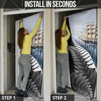 New Zealand Pakeha Door Cover Kiwi Silver Fern and Sailing Ship Compass