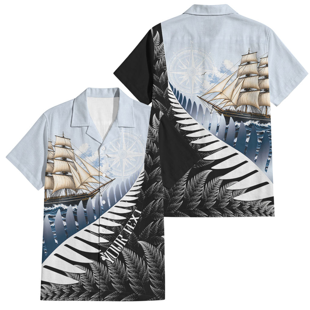 Personalised New Zealand Pakeha Family Matching Summer Maxi Dress and Hawaiian Shirt Kiwi Silver Fern and Sailing Ship Compass
