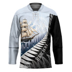 Personalised New Zealand Pakeha Hockey Jersey Kiwi Silver Fern and Sailing Ship Compass