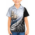 Personalised New Zealand Pakeha Kid Hawaiian Shirt Kiwi Silver Fern and Sailing Ship Compass