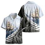 Personalised New Zealand Pakeha Kid Hawaiian Shirt Kiwi Silver Fern and Sailing Ship Compass