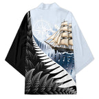 Personalised New Zealand Pakeha Kimono Kiwi Silver Fern and Sailing Ship Compass