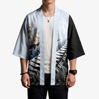Personalised New Zealand Pakeha Kimono Kiwi Silver Fern and Sailing Ship Compass