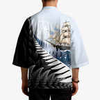 Personalised New Zealand Pakeha Kimono Kiwi Silver Fern and Sailing Ship Compass