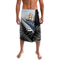 New Zealand Pakeha Lavalava Kiwi Silver Fern and Sailing Ship Compass