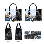 Personalised New Zealand Pakeha Leather Bag Kiwi Silver Fern and Sailing Ship Compass