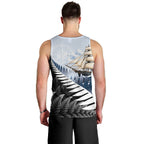 Personalised New Zealand Pakeha Men Tank Top Kiwi Silver Fern and Sailing Ship Compass