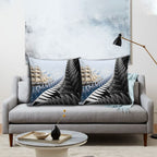 Personalised New Zealand Pakeha Pillow Cover Kiwi Silver Fern and Sailing Ship Compass