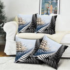 Personalised New Zealand Pakeha Pillow Cover Kiwi Silver Fern and Sailing Ship Compass