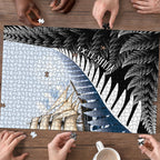 Personalised New Zealand Pakeha Puzzle Kiwi Silver Fern and Sailing Ship Compass