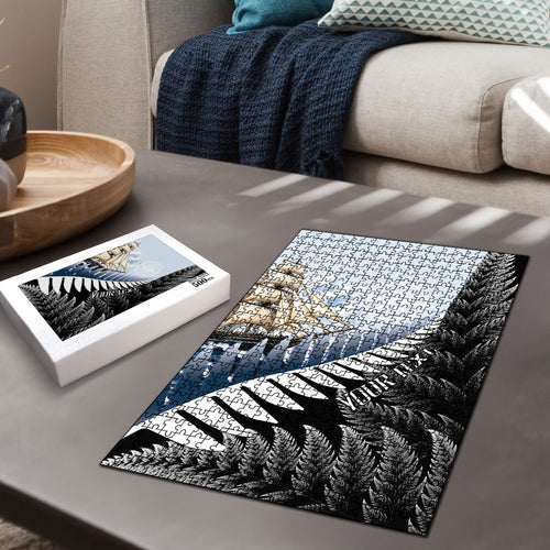 Personalised New Zealand Pakeha Puzzle Kiwi Silver Fern and Sailing Ship Compass