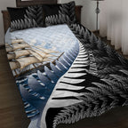 Personalised New Zealand Pakeha Quilt Bed Set Kiwi Silver Fern and Sailing Ship Compass