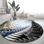 Personalised New Zealand Pakeha Round Carpet Kiwi Silver Fern and Sailing Ship Compass