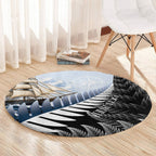 Personalised New Zealand Pakeha Round Carpet Kiwi Silver Fern and Sailing Ship Compass