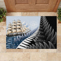 Personalised New Zealand Pakeha Rubber Doormat Kiwi Silver Fern and Sailing Ship Compass