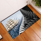 Personalised New Zealand Pakeha Rubber Doormat Kiwi Silver Fern and Sailing Ship Compass