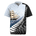 Personalised New Zealand Pakeha Rugby Jersey Kiwi Silver Fern and Sailing Ship Compass