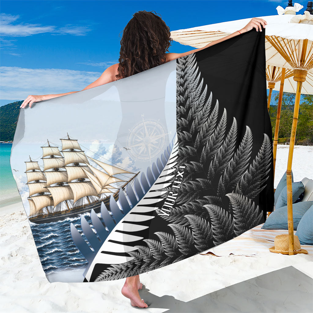 Personalised New Zealand Pakeha Sarong Kiwi Silver Fern and Sailing Ship Compass