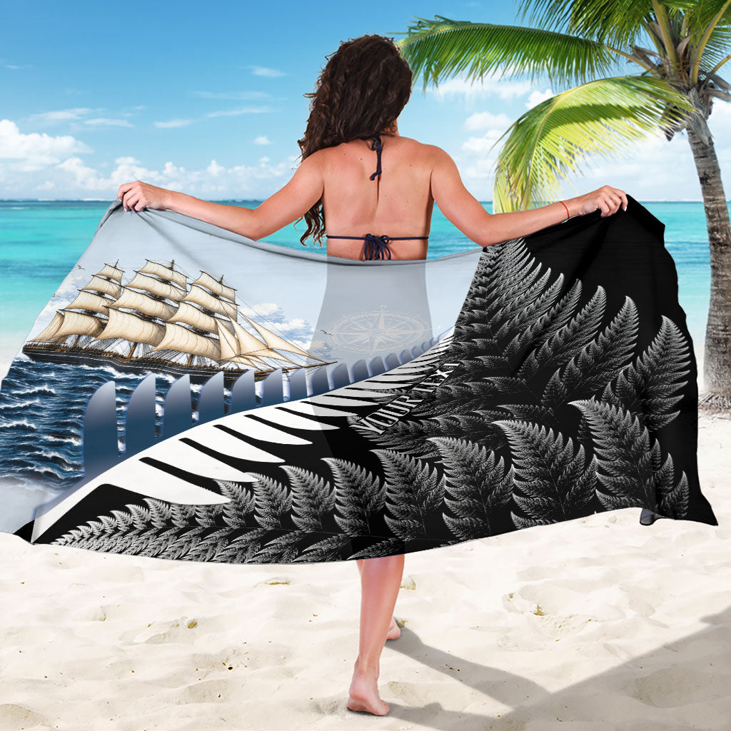 Personalised New Zealand Pakeha Sarong Kiwi Silver Fern and Sailing Ship Compass