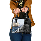 Personalised New Zealand Pakeha Shoulder Handbag Kiwi Silver Fern and Sailing Ship Compass