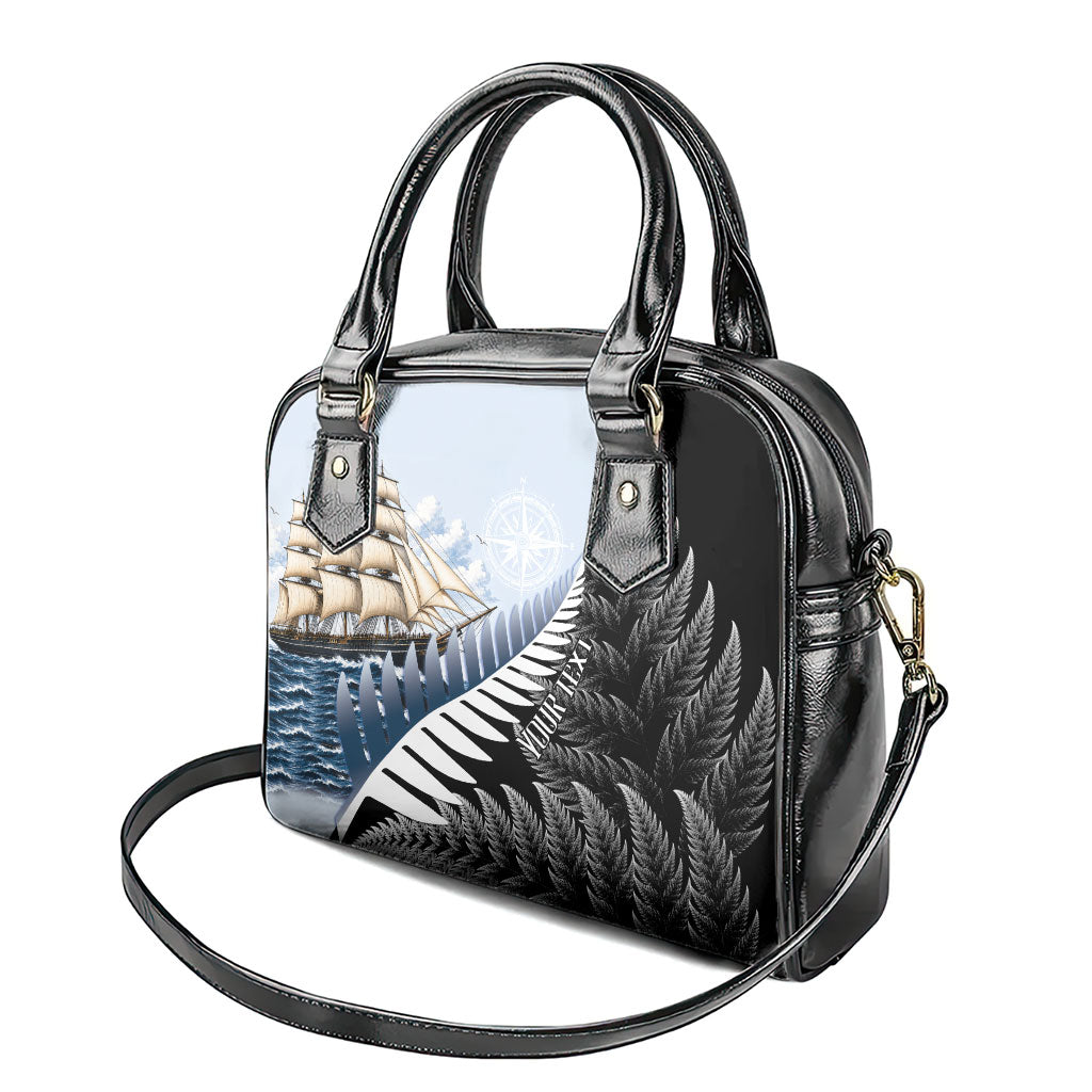 Personalised New Zealand Pakeha Shoulder Handbag Kiwi Silver Fern and Sailing Ship Compass