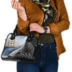 Personalised New Zealand Pakeha Shoulder Handbag Kiwi Silver Fern and Sailing Ship Compass