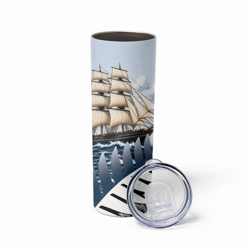 Personalised New Zealand Pakeha Skinny Tumbler Kiwi Silver Fern and Sailing Ship Compass