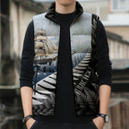 Personalised New Zealand Pakeha Sleeveless Puffer Jacket Kiwi Silver Fern and Sailing Ship Compass