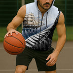 Personalised New Zealand Pakeha Sleeveless Zip Hoodie Kiwi Silver Fern and Sailing Ship Compass