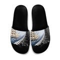 Personalised New Zealand Pakeha Slide Sandals Kiwi Silver Fern and Sailing Ship Compass
