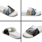 Personalised New Zealand Pakeha Slide Sandals Kiwi Silver Fern and Sailing Ship Compass