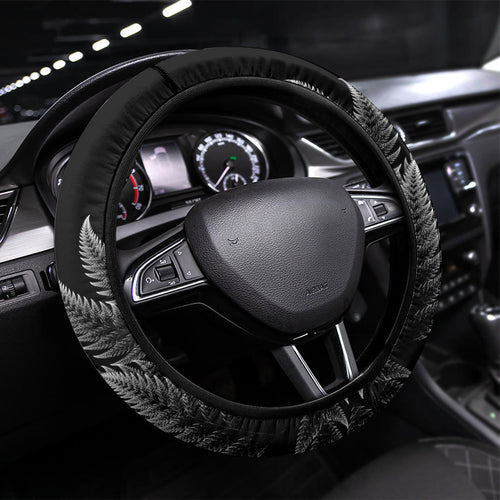 New Zealand Pakeha Steering Wheel Cover Kiwi Silver Fern and Sailing Ship Compass