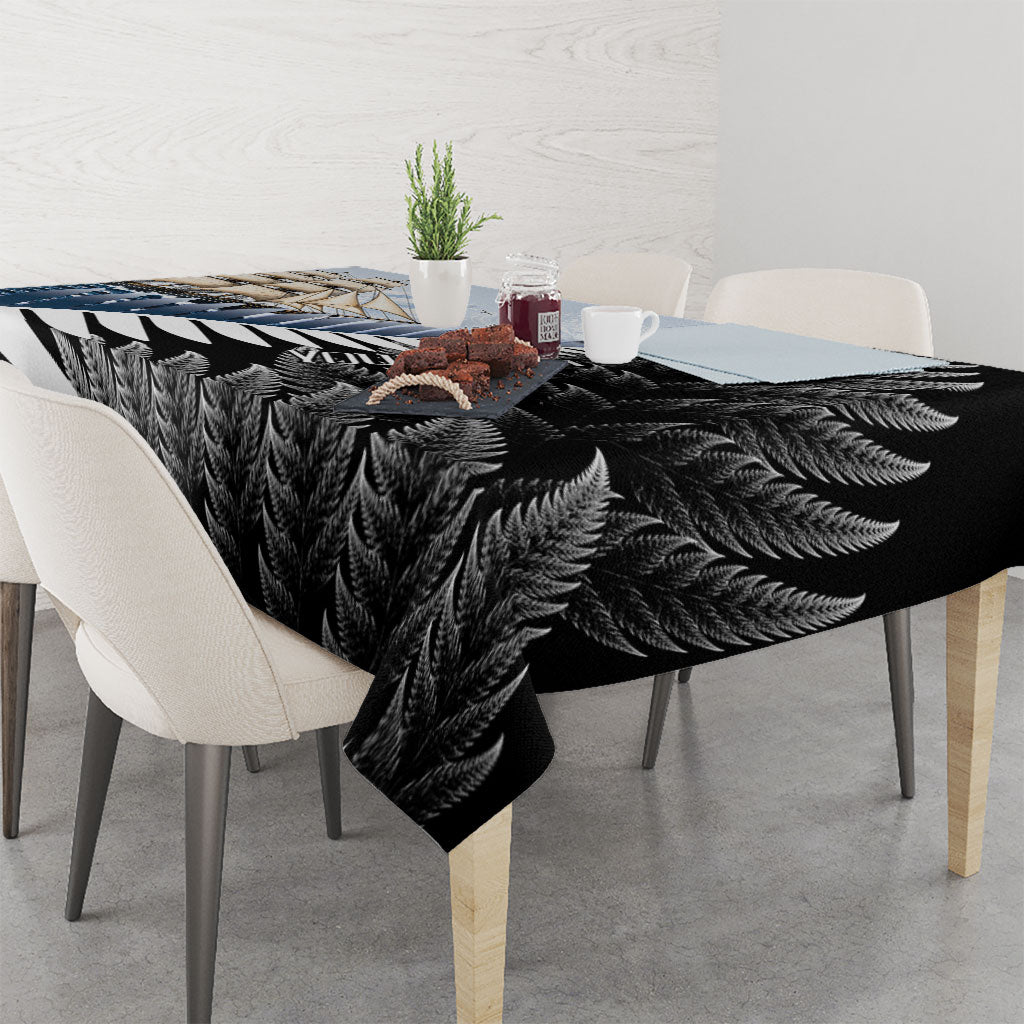Personalised New Zealand Pakeha Tablecloth Kiwi Silver Fern and Sailing Ship Compass