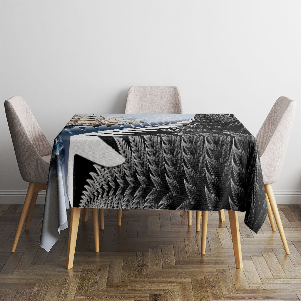 Personalised New Zealand Pakeha Tablecloth Kiwi Silver Fern and Sailing Ship Compass