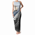 Personalised New Zealand Pakeha Tank Maxi Dress Kiwi Silver Fern and Sailing Ship Compass