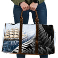 Personalised New Zealand Pakeha Travel Bag Kiwi Silver Fern and Sailing Ship Compass