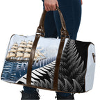 Personalised New Zealand Pakeha Travel Bag Kiwi Silver Fern and Sailing Ship Compass